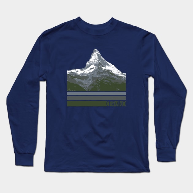 Cerrvino Mountain Illustration Long Sleeve T-Shirt by High Altitude